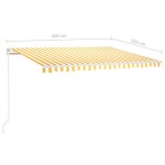 vidaXL Copertină retractabilă manual cu LED, galben și alb, 400x350 cm