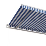 vidaXL Copertină retractabilă automat, albastru și alb, 400x350 cm