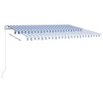 vidaXL Copertină retractabilă manual, albastru și alb, 450x350 cm