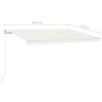 vidaXL Copertină retractabilă manual, crem, 450x350 cm