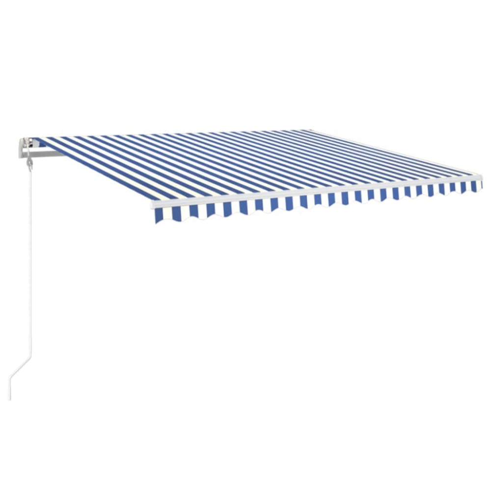 vidaXL Copertină retractabilă automat, albastru și alb, 450x350 cm