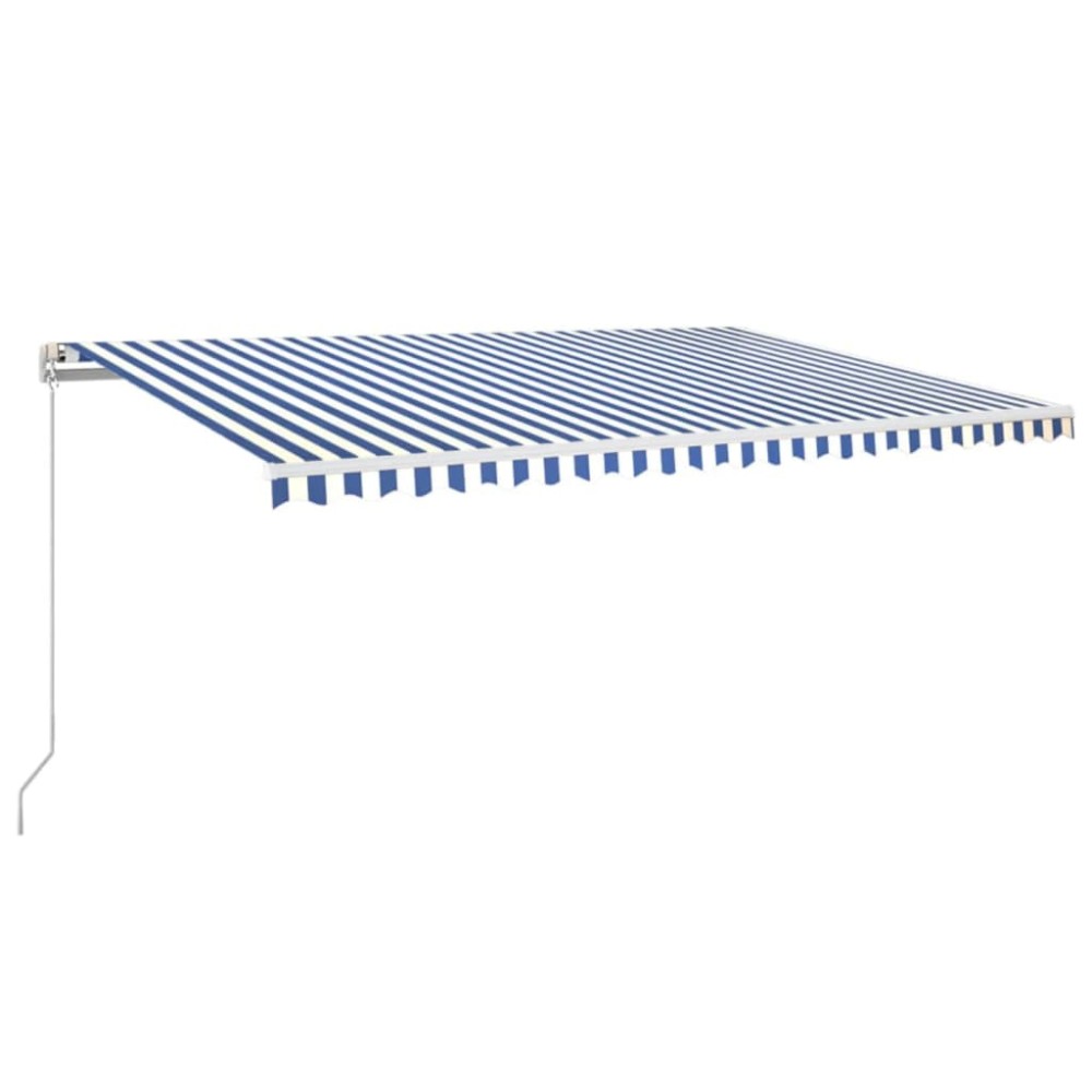 vidaXL Copertină retractabilă manual cu LED, albastru&alb, 500x350 cm