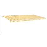 vidaXL Copertină retractabilă manual cu LED, galben și alb, 600x350 cm