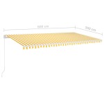 vidaXL Copertină retractabilă manual cu LED, galben și alb, 600x350 cm