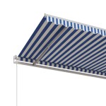 vidaXL Copertină retractabilă automat, albastru și alb, 600x350 cm