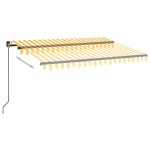 vidaXL Copertină retractabilă manual cu LED, galben și alb, 350x250 cm