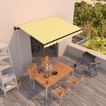 vidaXL Copertină retractabilă automat, galben și alb, 350x250 cm vidaXL Copertină retractabilă automat, galben și alb, 350x250 cm