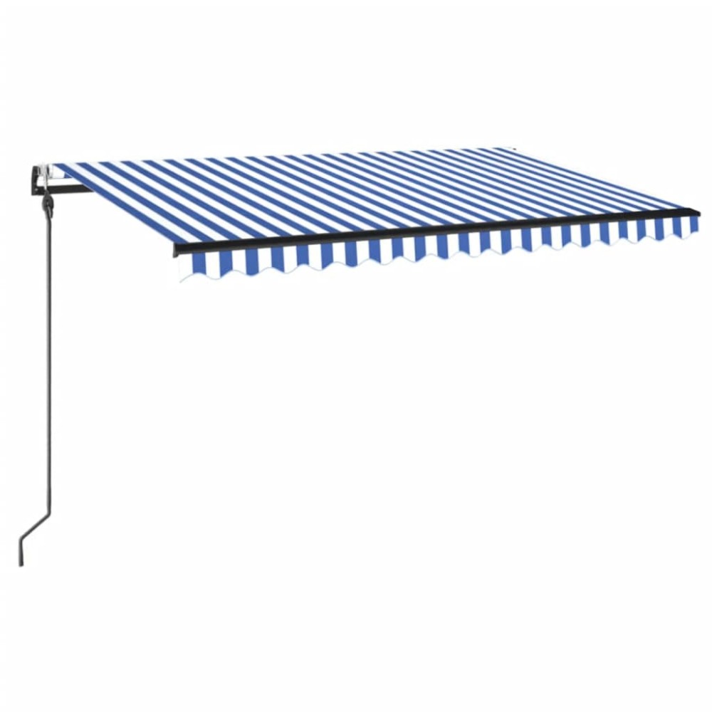 vidaXL Copertină automată cu senzor vânt&LED, albastru/alb, 400x300 cm