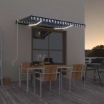 vidaXL Copertină automată cu senzor vânt&LED, albastru/alb, 400x300 cm