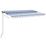 vidaXL Copertină automată cu senzor vânt&LED, albastru/alb, 400x300 cm