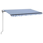 vidaXL Copertină automată cu senzor vânt&LED, albastru/alb, 450x300 cm vidaXL Copertină automată cu senzor vânt&LED, albastru/alb, 450x300 cm