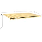 vidaXL Copertină retractabilă manual, galben și alb, 500x300 cm