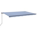 vidaXL Copertină retractabilă manual cu LED, albastru & alb 500x300 cm