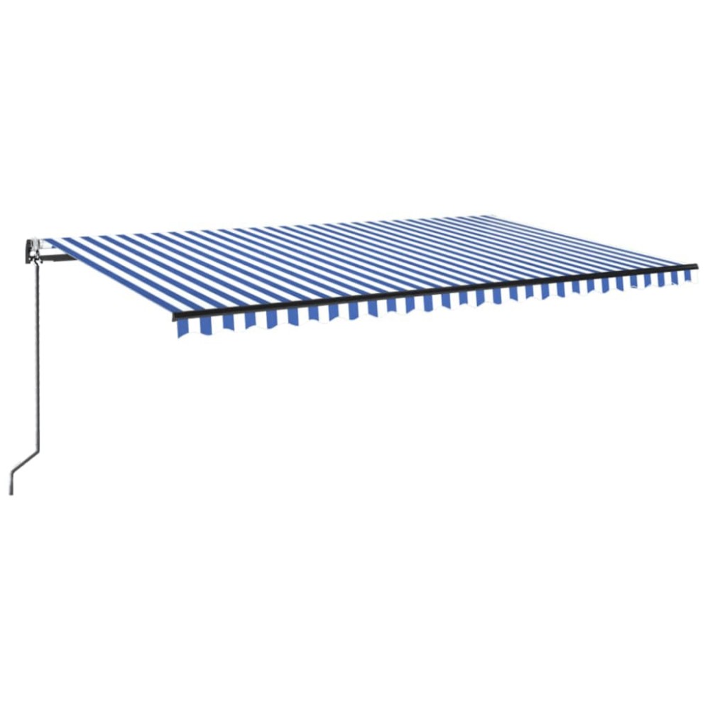 vidaXL Copertină automată cu senzor vânt&LED, albastru/alb 500x300 cm