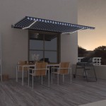 vidaXL Copertină automată cu senzor vânt&LED, albastru/alb 500x300 cm vidaXL Copertină automată cu senzor vânt&LED, albastru/alb 500x300 cm