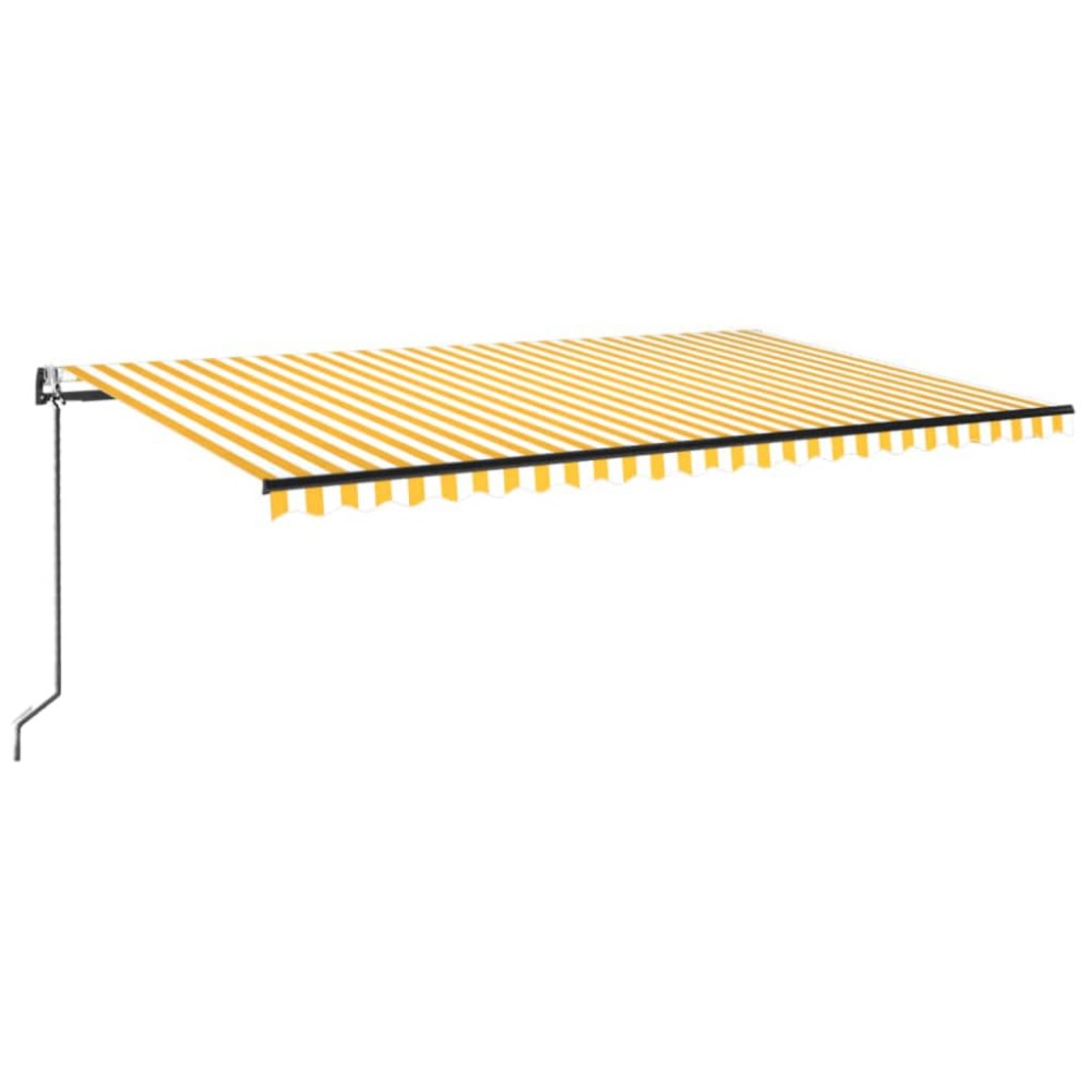 vidaXL Copertină automată cu senzor vânt&LED, galben/alb, 500x300 cm