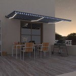vidaXL Copertină retractabilă manual cu LED albastru și alb 600x300 cm