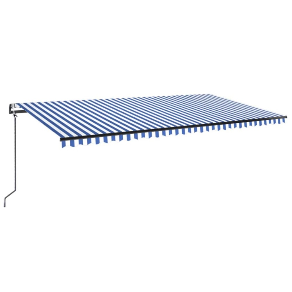 vidaXL Copertină automată cu senzor vânt&LED, albastru/alb, 600x300 cm