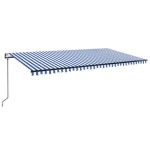 vidaXL Copertină automată cu senzor vânt&LED, albastru/alb, 600x300 cm vidaXL Copertină automată cu senzor vânt&LED, albastru/alb, 600x300 cm