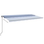 vidaXL Copertină automată cu senzor vânt&LED, albastru/alb, 600x300 cm vidaXL Copertină automată cu senzor vânt&LED, albastru/alb, 600x300 cm
