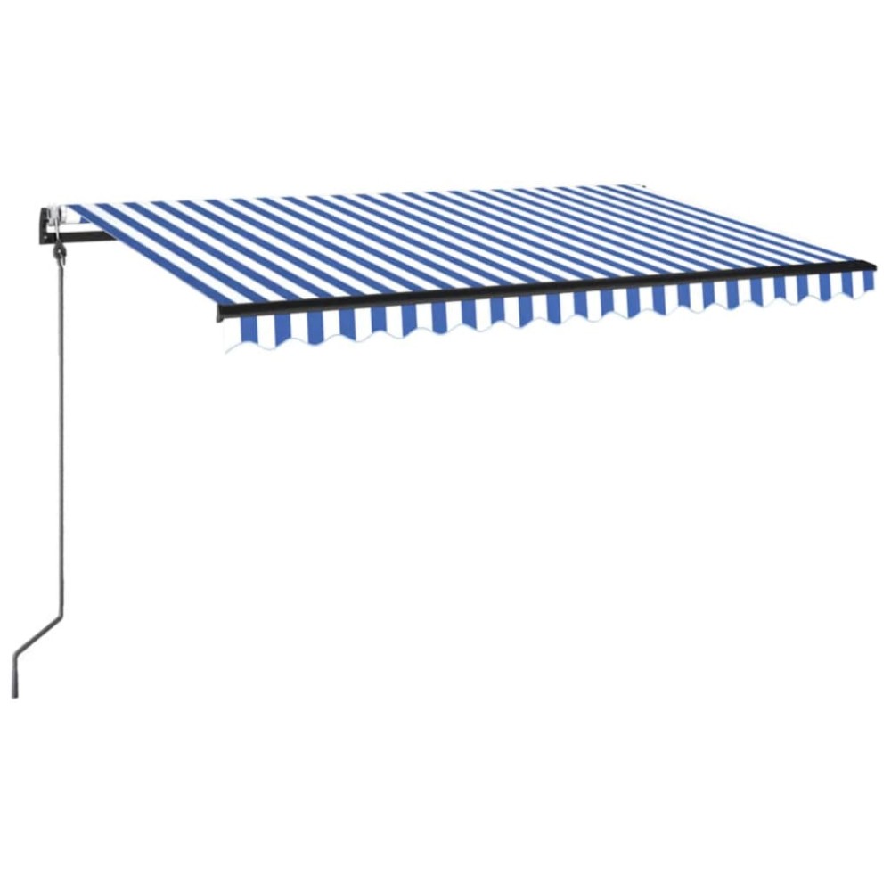 vidaXL Copertină automată cu senzor vânt&LED, albastru/alb, 400x350 cm
