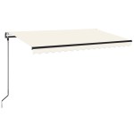 vidaXL Copertină automată cu senzor vânt & LED, crem, 400x350 cm