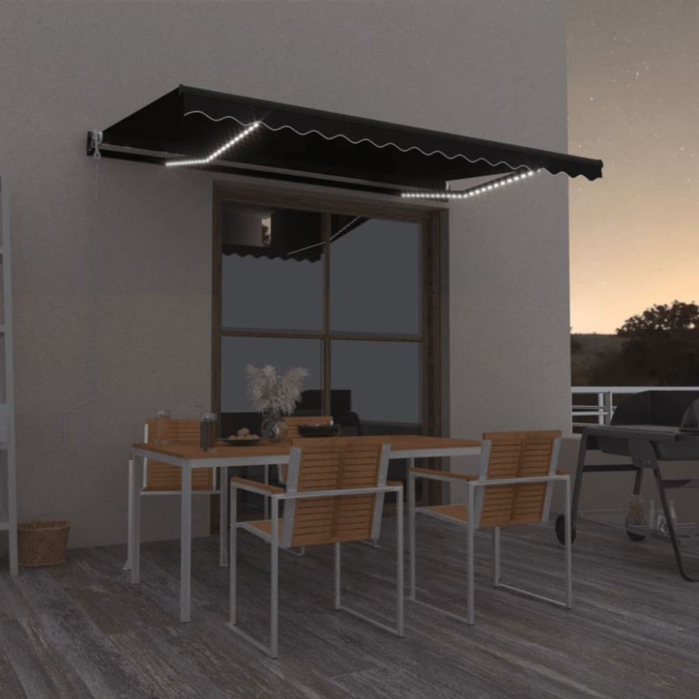 vidaXL Copertină automată cu senzor vânt & LED, antracit, 400x350 cm