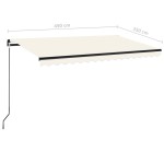 vidaXL Copertină retractabilă manual, crem, 450x350 cm