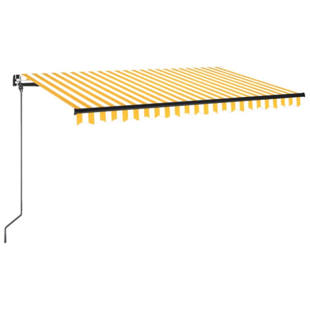 vidaXL Copertină retractabilă manual, galben și alb, 450x350 cm