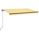vidaXL Copertină retractabilă manual, galben și alb, 450x350 cm