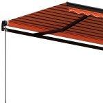 vidaXL Copertină retractabilă manual, portocaliu/ maro, 450x350 cm