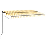 vidaXL Copertină retractabilă manual cu LED, galben și alb, 450x350 cm