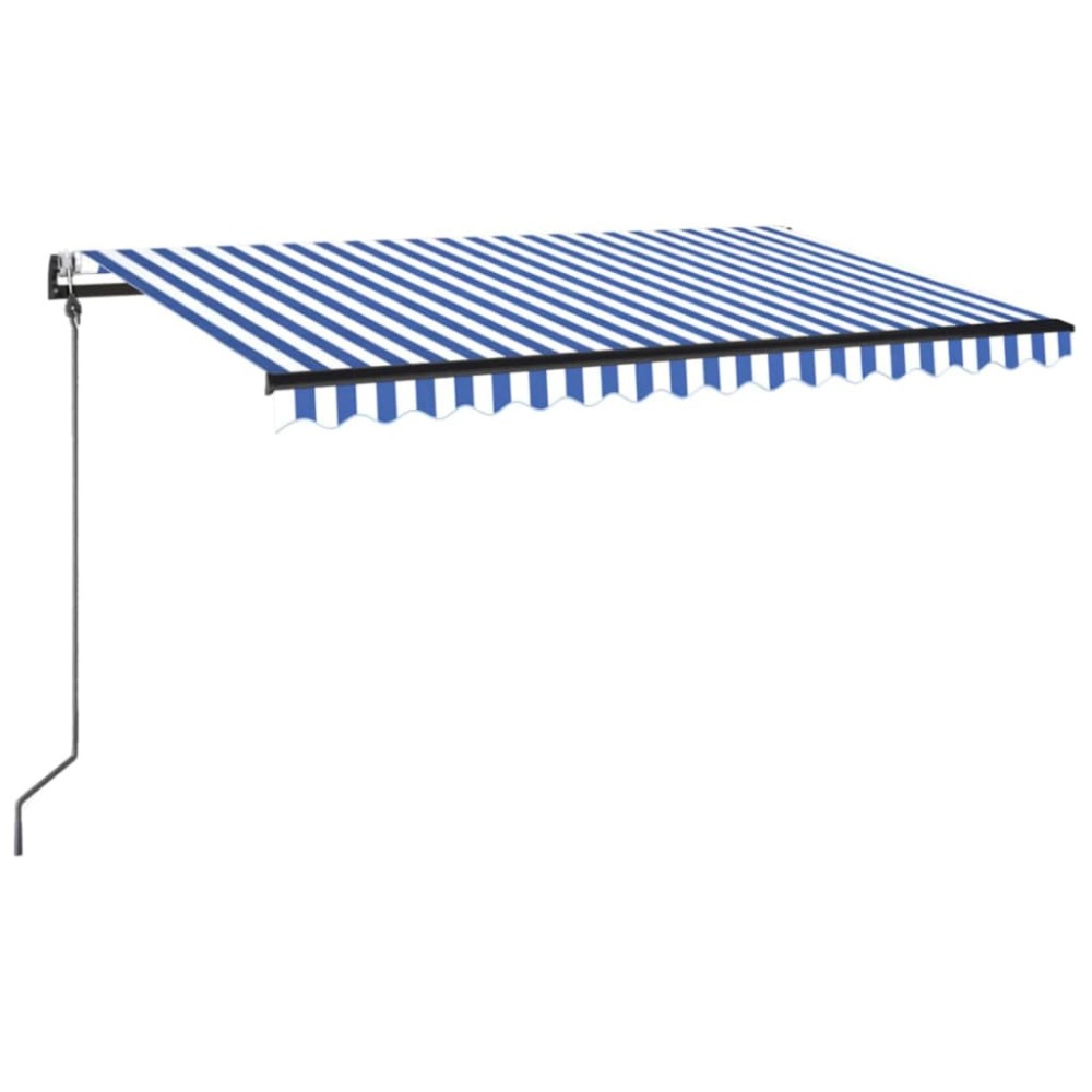 vidaXL Copertină automată cu LED&senzor vânt, albastru/alb, 450x350 cm