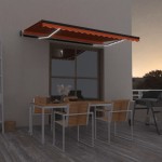 vidaXL Copertină automată, senzor vânt & LED, oranj/maro, 450x350 cm