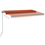 vidaXL Copertină automată, senzor vânt & LED, oranj/maro, 450x350 cm
