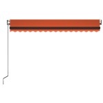 vidaXL Copertină automată, senzor vânt & LED, oranj/maro, 450x350 cm