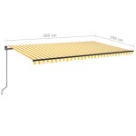 vidaXL Copertină retractabilă manual, galben și alb, 500x350 cm