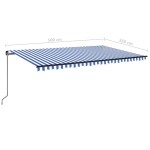 vidaXL Copertină retractabilă manual cu LED, albastru/alb, 500x350 cm