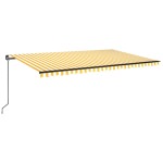 vidaXL Copertină retractabilă manual cu LED, galben și alb, 500x350 cm