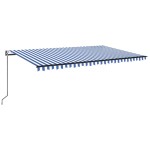 vidaXL Copertină retractabilă automat, albastru și alb, 500x350 cm