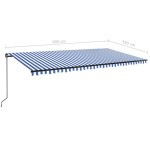 vidaXL Copertină retractabilă manual, albastru și alb, 600x350 cm