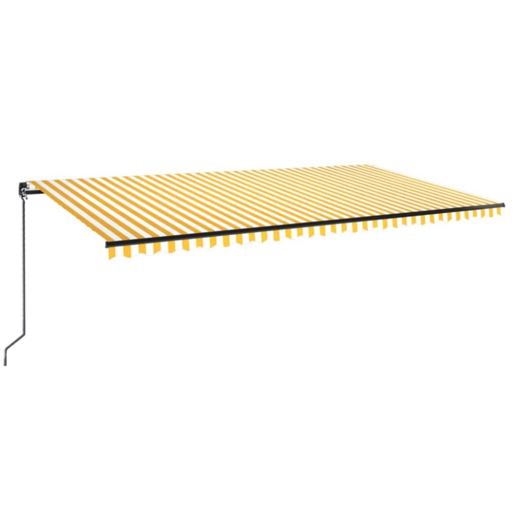 vidaXL Copertină retractabilă manual, galben și alb, 600x350 cm