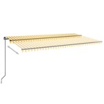 vidaXL Copertină retractabilă manual, galben și alb, 600x350 cm