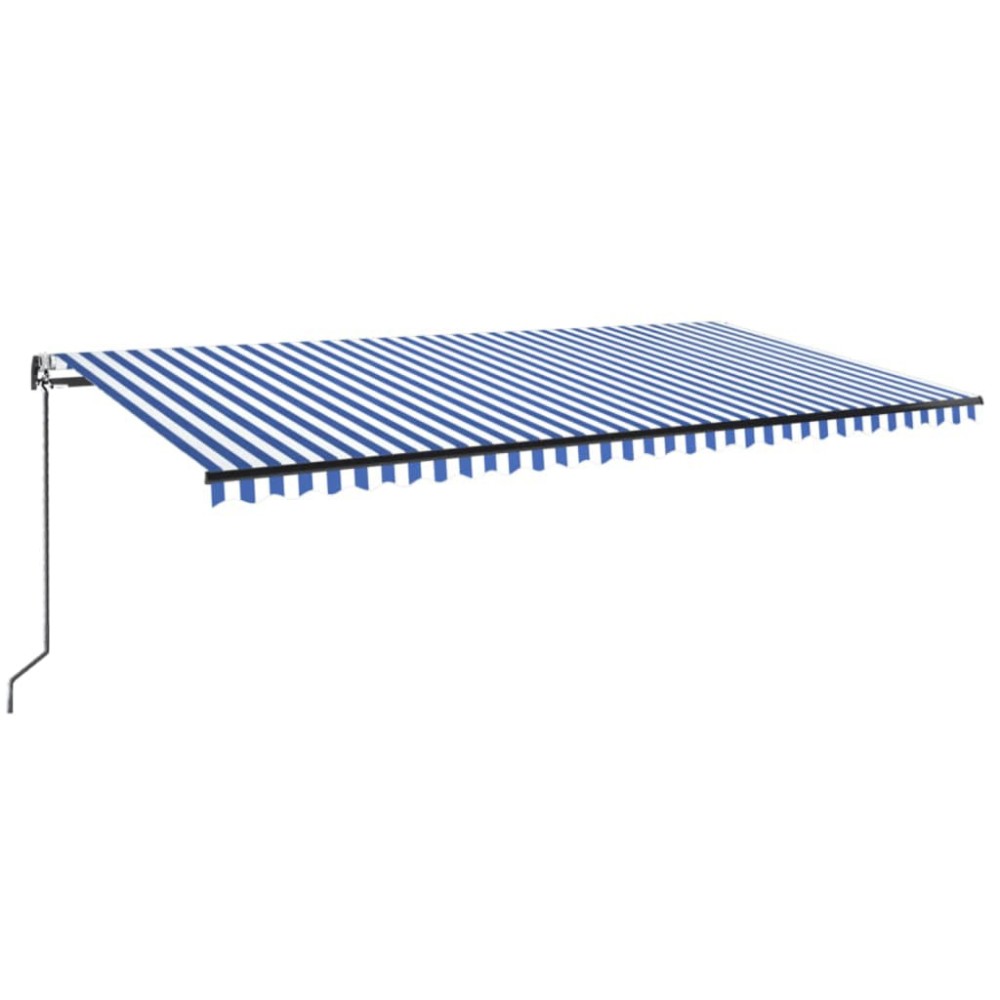 vidaXL Copertină automată cu senzor vânt&LED, albastru/alb, 600x350 cm