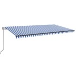vidaXL Copertină automată cu senzor vânt&LED, albastru/alb, 600x350 cm vidaXL Copertină automată cu senzor vânt&LED, albastru/alb, 600x350 cm