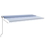 vidaXL Copertină automată cu senzor vânt&LED, albastru/alb, 600x350 cm vidaXL Copertină automată cu senzor vânt&LED, albastru/alb, 600x350 cm
