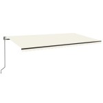 vidaXL Copertină automată cu senzor vânt & LED, crem, 600x350 cm vidaXL Copertină automată cu senzor vânt & LED, crem, 600x350 cm