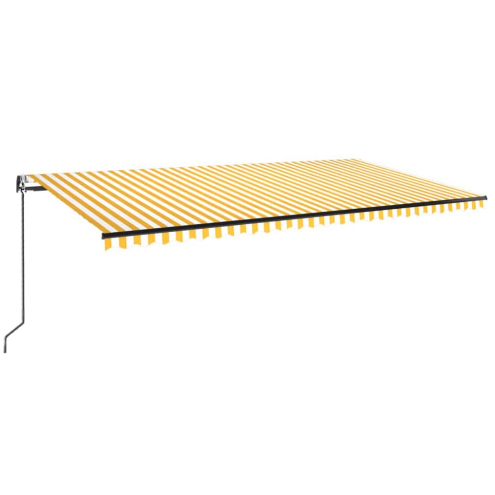 vidaXL Copertină automată cu senzor vânt&LED, galben/alb, 600x350 cm