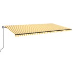 vidaXL Copertină automată cu senzor vânt&LED, galben/alb, 600x350 cm vidaXL Copertină automată cu senzor vânt&LED, galben/alb, 600x350 cm
