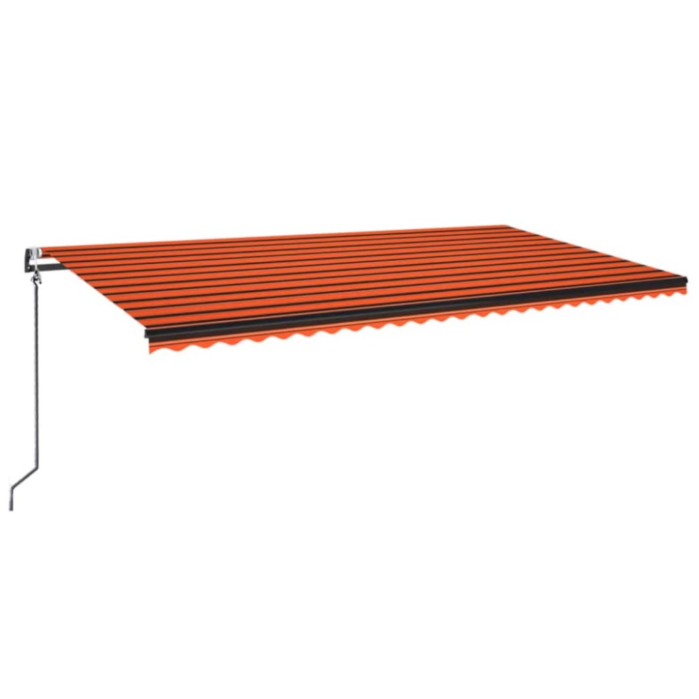 vidaXL Copertină automată cu senzor vânt & LED, oranj/maro, 600x350 cm
